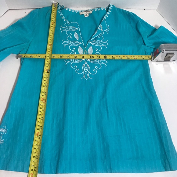 Banana Republic PM Embroidered Turquoise Top NWOT - Picture 7 of 7